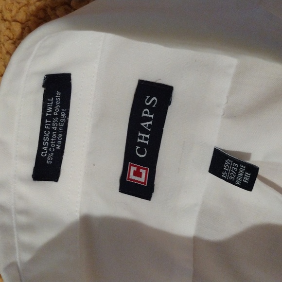 Chaps white dress shirt 15-15 1/2. 33-33 button down twill - Picture 2 of 8
